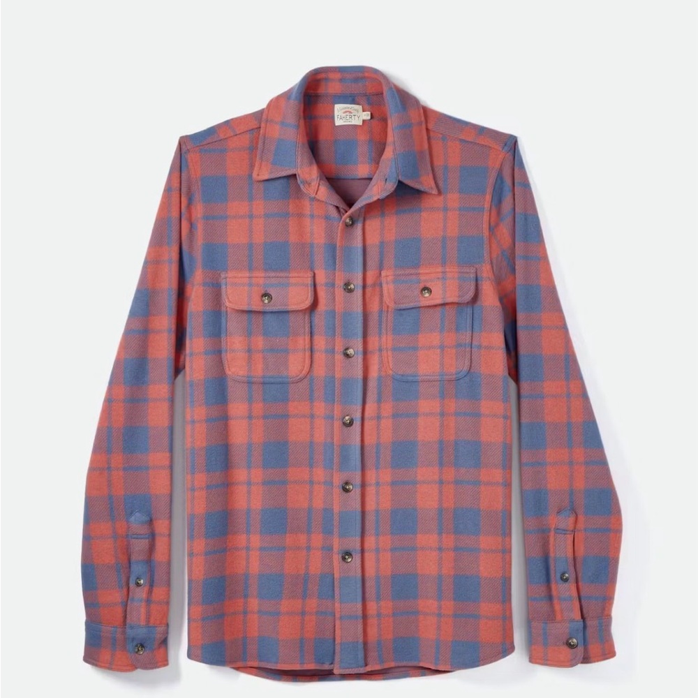 Faherty Boys Legend Plaid Button-Up Shirt in Rose and Blue